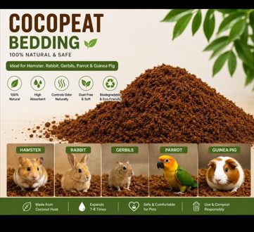 Cocopeat Animal Bedding, Natural Coconut Coir Ideal for Hamsters, Gerbils, Rabbits & Pigs, Parrots,Guinea